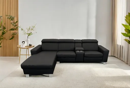 DILOS narożnik z elektryczną funkcją RELAX HERZWAGE i elementem CINEMA w tkaninie 280 cm