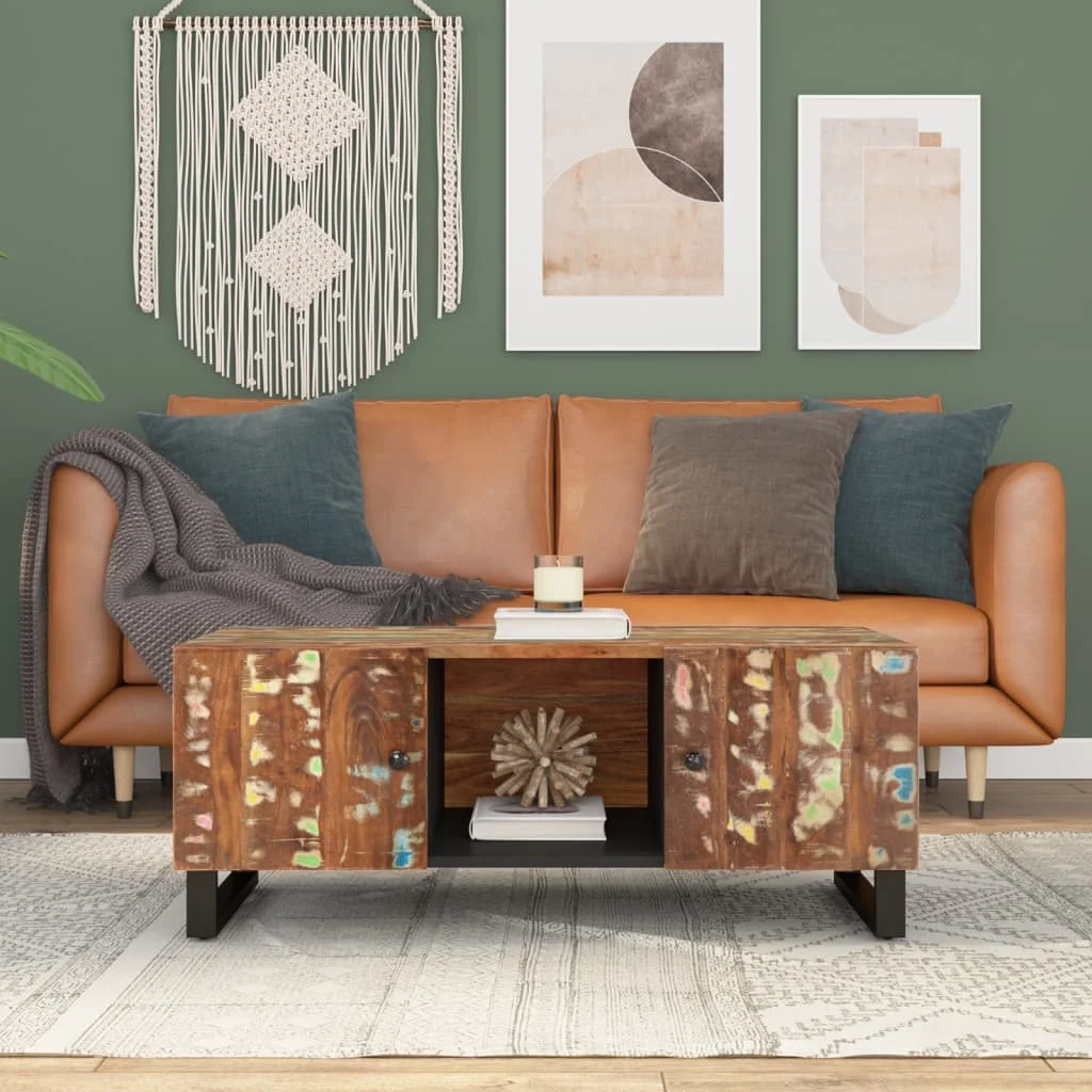 Stolik 100x54x40 cm, drewno z odzysku i materiał drewnopochodny